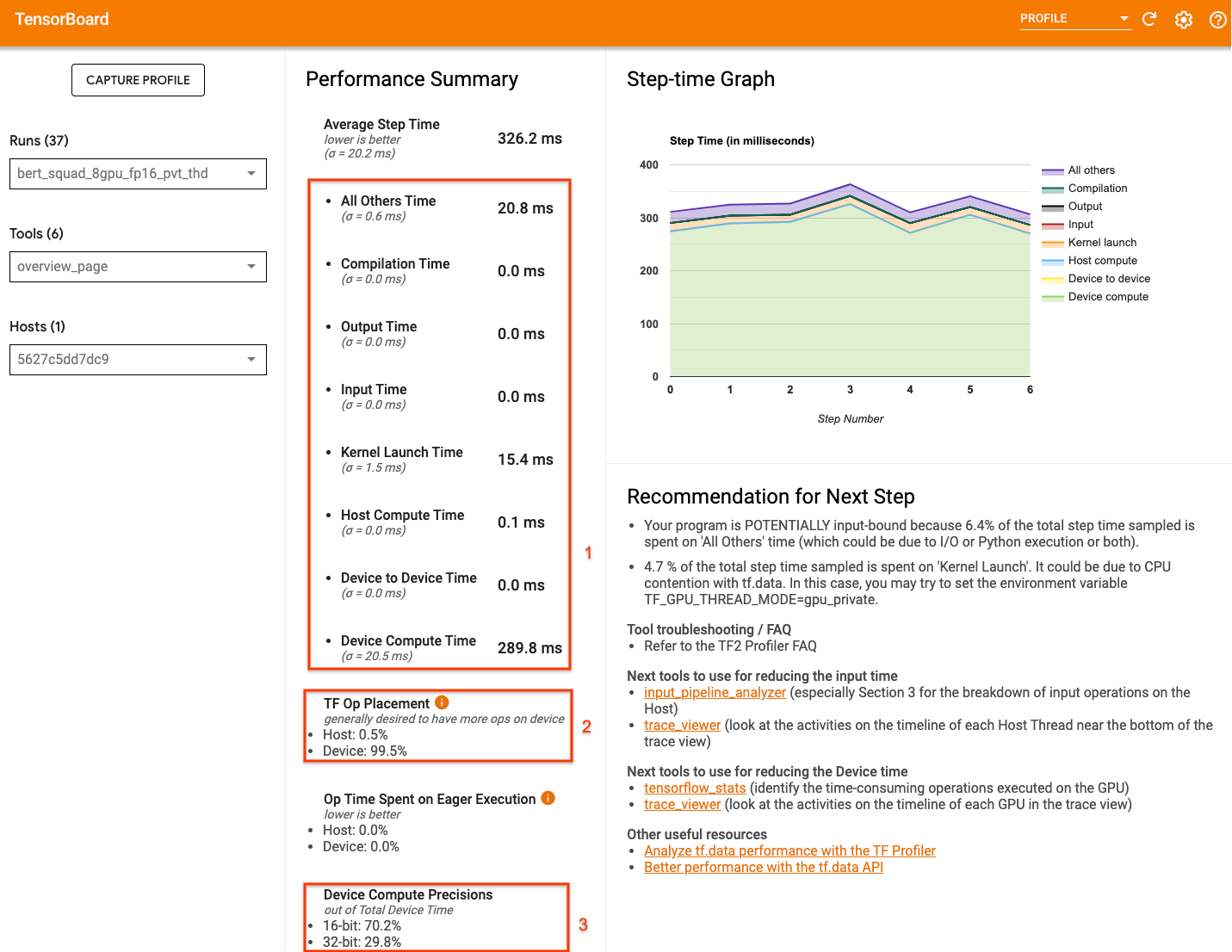 TensorFlow प्रोफाइलर का अवलोकन पृष्ठ TensorFlow Profiler Overview Page